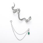 Mystic Transformation: Sterling Silver & Zirconia Serpent Rose Ear Cuff Studs