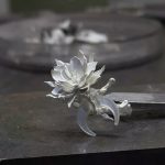 Ethereal Bloom: Matte Sterling Silver & Moonstone Epiphyllum Ring