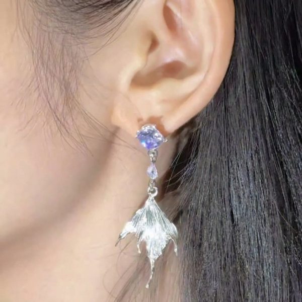 Mystical Tides: Natural Amethyst & S925 Silver Mermaid Tail Earrings