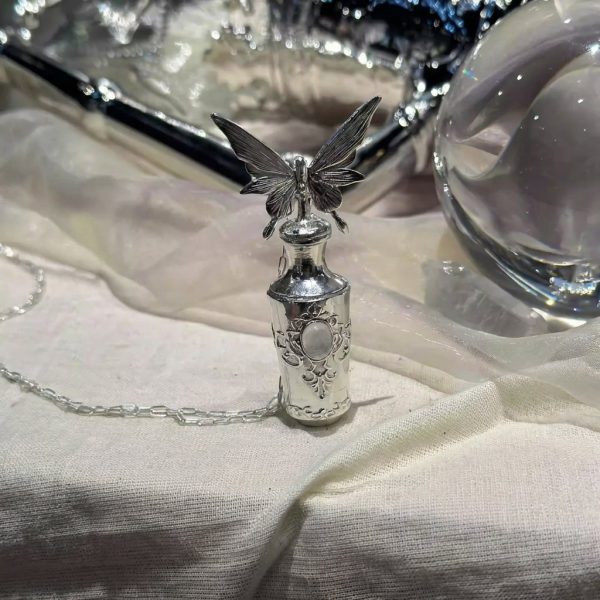 Ethereal Sanctuary: Natural Moonstone & 925 Sterling Silver 'Sphenoid Bottle' Necklace