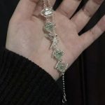 Ethereal Serenity: Sterling Silver & Green Crystal Butterfly Bracelet