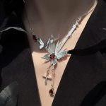 Passionate Rhythm: Natural Red Garnet & Silver Butterfly Bass Necklace
