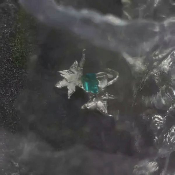 Noble Integrity: Sterling Silver & Imperial Teal Crystal Gladiolus Ring