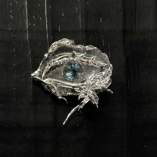 Awakening Vision: Sterling Silver & Blue Crystal 'Clear Gaze' Healing Brooch