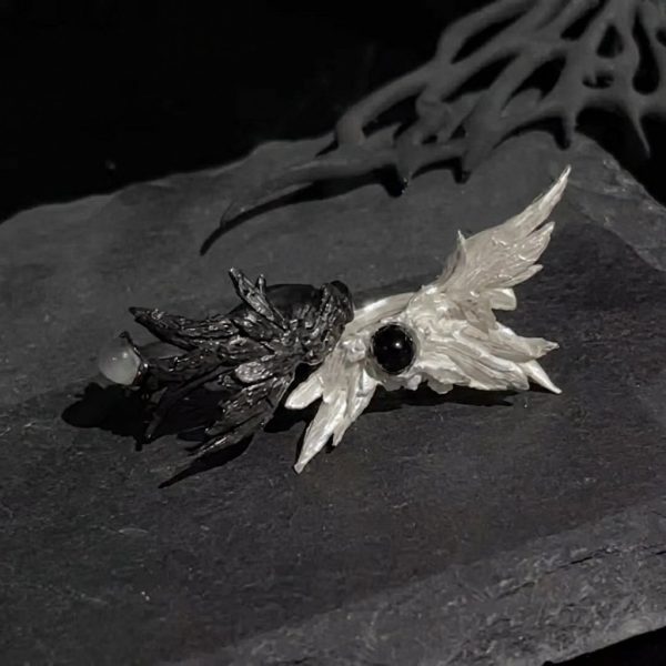 Soulful Redemption: 925 Sterling Silver Broken Wing Couple Rings