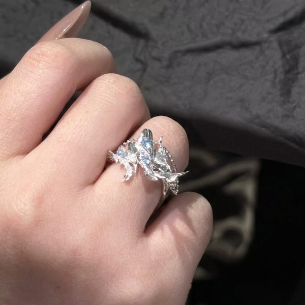 Deep Soul: Whale Fall Sterling Silver & Aquamarine Open Ring