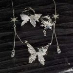 Ethereal Transformation: Winter Butterfly & Snowflake Zircon Adjustable Ring