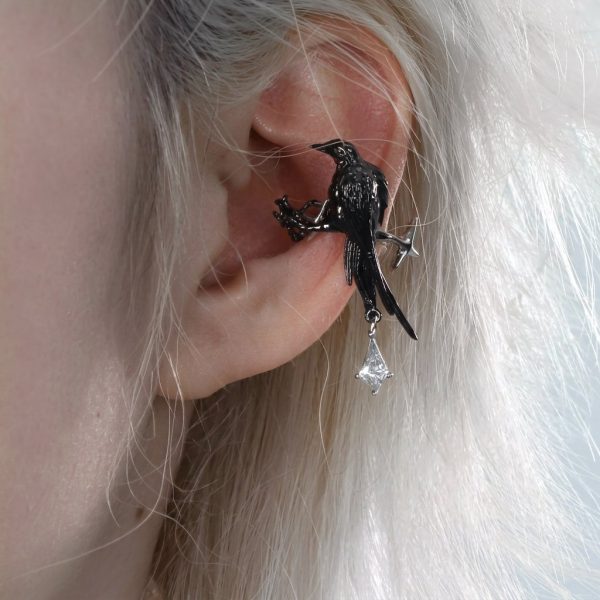 Mystic Wisdom: Raven Series Gothic Obsidian & Garnet Ear Cuffs