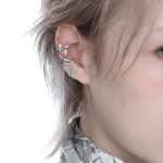Ethereal Fluidity: Sterling Silver & Aquamarine Zircon Fishtail Ear Cuff