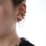 Mystic Transformation: Sterling Silver & Zirconia Serpent Rose Ear Cuff Studs