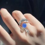 Mystical Guardian: Sterling Silver & Blue Moonstone Adjustable Dragon Ring