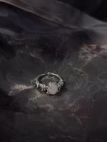 Ethereal Resilience: Natural Hetian Jade & Sterling Silver Adjustable Ring