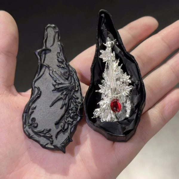 Melodic Passion: Natural Red Garnet & Sterling Silver Violin Pendant Necklace