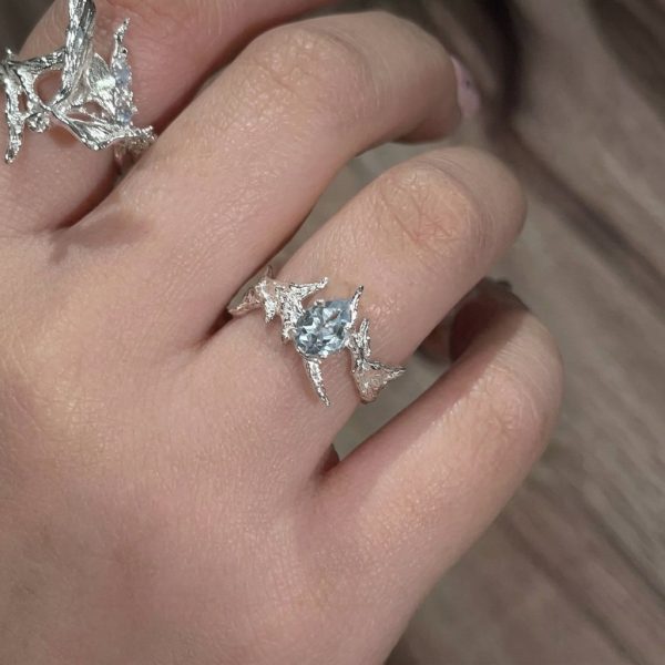 Deep Soul: Whale Fall Sterling Silver & Aquamarine Open Ring