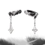 Ethereal Duality: White Dove & Raven's Tear Feather Ear Cuffs