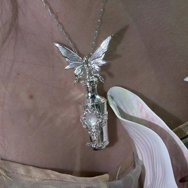 Ethereal Sanctuary: Natural Moonstone & 925 Sterling Silver 'Sphenoid Bottle' Necklace