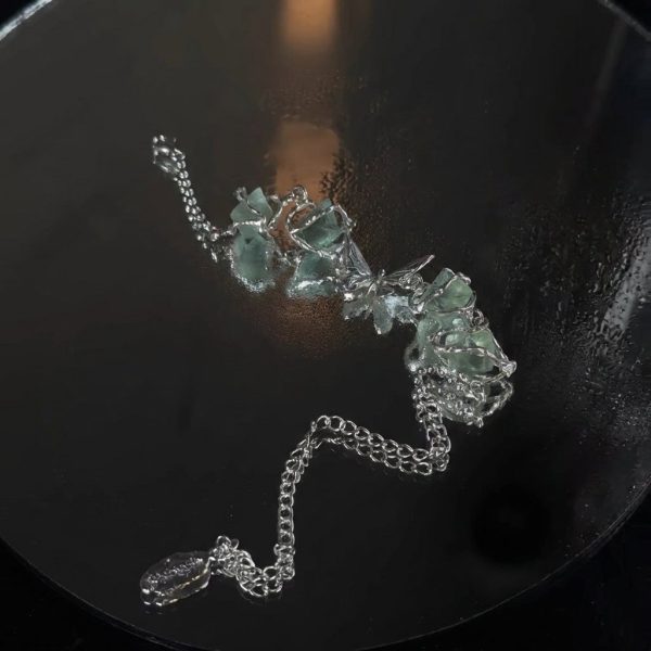 Ethereal Serenity: Sterling Silver & Green Crystal Butterfly Bracelet