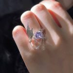 Mystical Tides: Natural Amethyst & S925 Silver Fishtail Adjustable Ring
