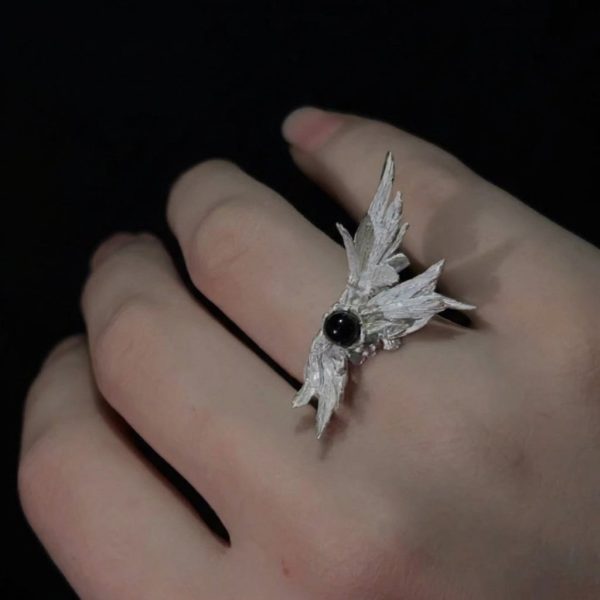 Soulful Redemption: 925 Sterling Silver Broken Wing Couple Rings