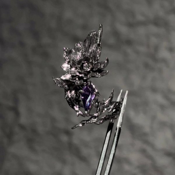 Commanding Ambition: ENTJ Peony Silver & Zirconia Statement Ring