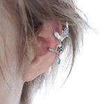 Ethereal Fluidity: Sterling Silver & Aquamarine Zircon Fishtail Ear Cuff