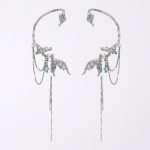 Ethereal Fluidity: Sterling Silver & Zircon Fishtail Tassel Ear Cuff