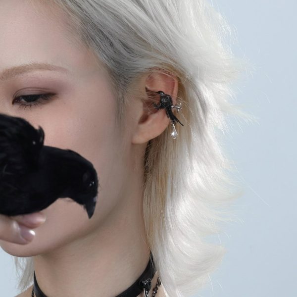 Mystic Wisdom: Raven Series Gothic Obsidian & Garnet Ear Cuffs