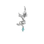Ethereal Fluidity: Sterling Silver & Aquamarine Zircon Fishtail Ear Cuff