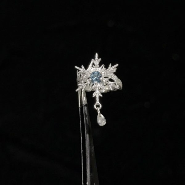 Ethereal Transformation: Winter Butterfly & Snowflake Zircon Adjustable Ring