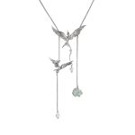 Ethereal Clarity: Green Fluorite & 925 Sterling Silver Adjustable Layered Necklace
