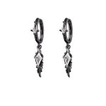 Mystic Protection: Gothic Feather & Garnet-Red Zirconia Huggie Earrings