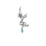 Ethereal Fluidity: Sterling Silver & Aquamarine Zircon Fishtail Ear Cuff