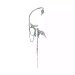 Ethereal Fluidity: Sterling Silver & Zircon Fishtail Tassel Ear Cuff