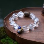 Luminous Clarity: Natural White Azeztulite, Agarwood & Lapis Lazuli Healing Bracelet